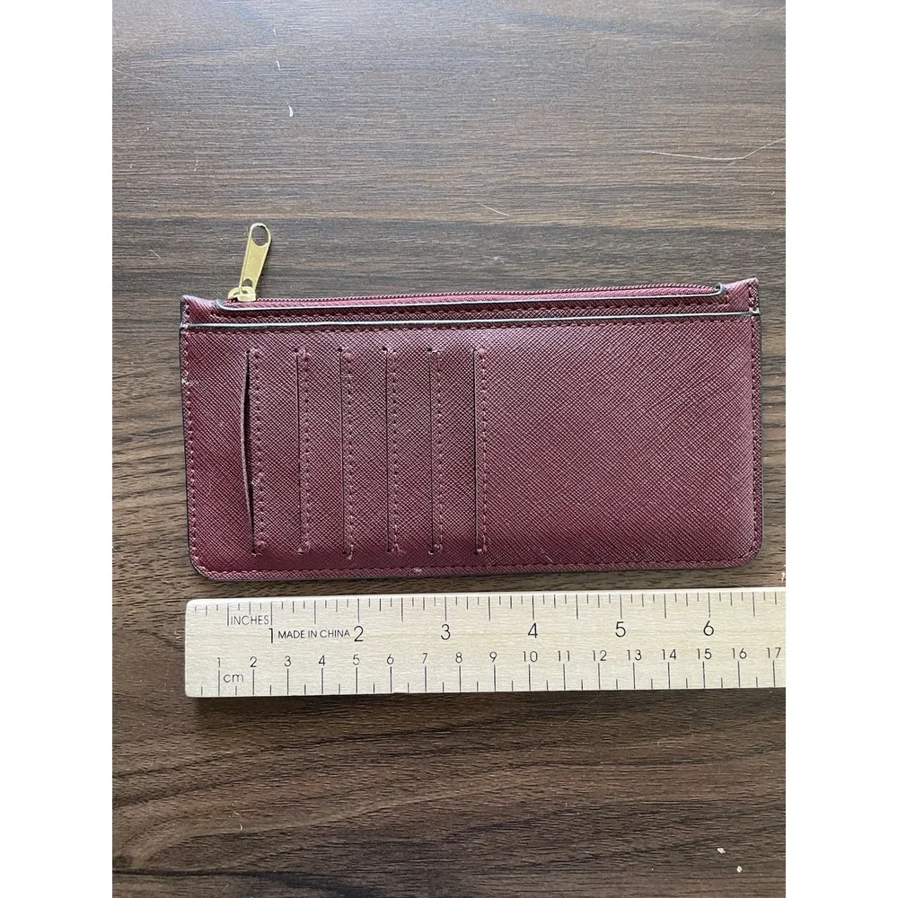 Unbranded Burgundy Card Wallet Purse Minimal Card And Money Holder